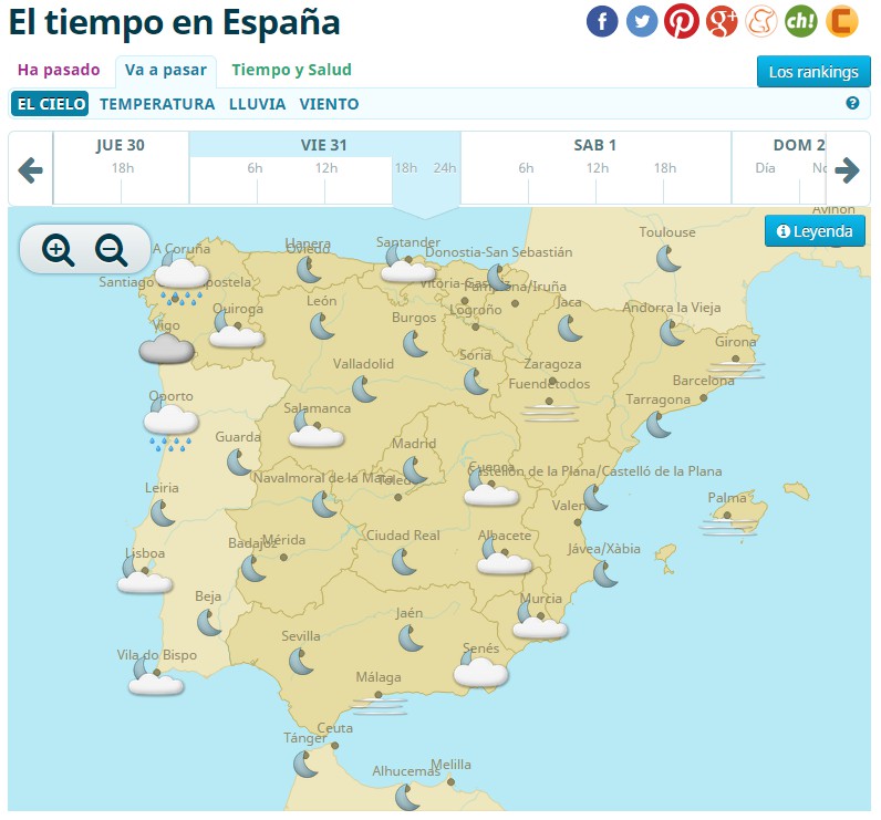 middle | Situación prevista para la noche del viernes